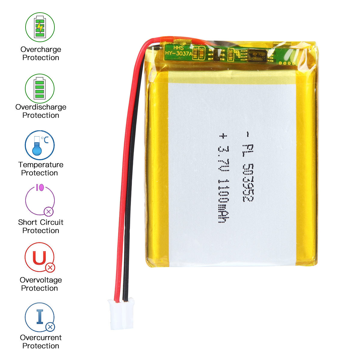 YDL 3.7V 1100mAh 503952 충전식 리튬 폴리머 배터리 길이 54mm