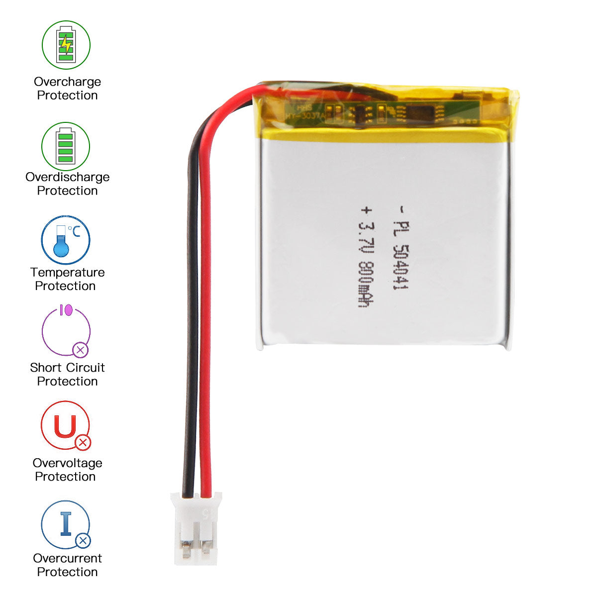 YDL 3.7V 800mAh 504041 충전식 폴리머 리튬 이온 배터리 길이 43mm