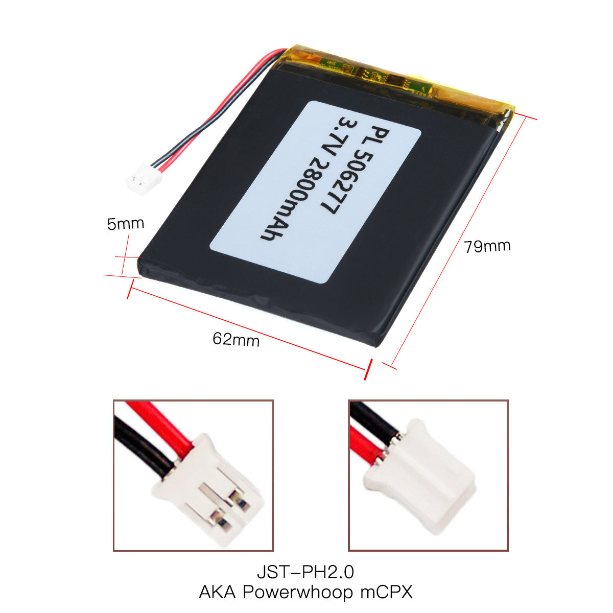 YDL 3.7V 2800mAh 506277 재충전용 리튬 중합체 건전지 길이 79mm