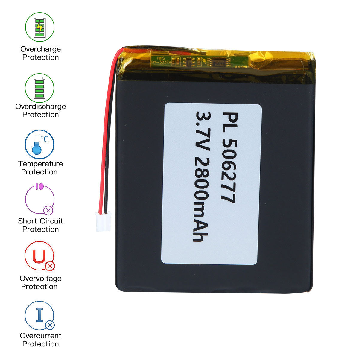 YDL 3.7V 2800mAh 506277 재충전용 리튬 중합체 건전지 길이 79mm