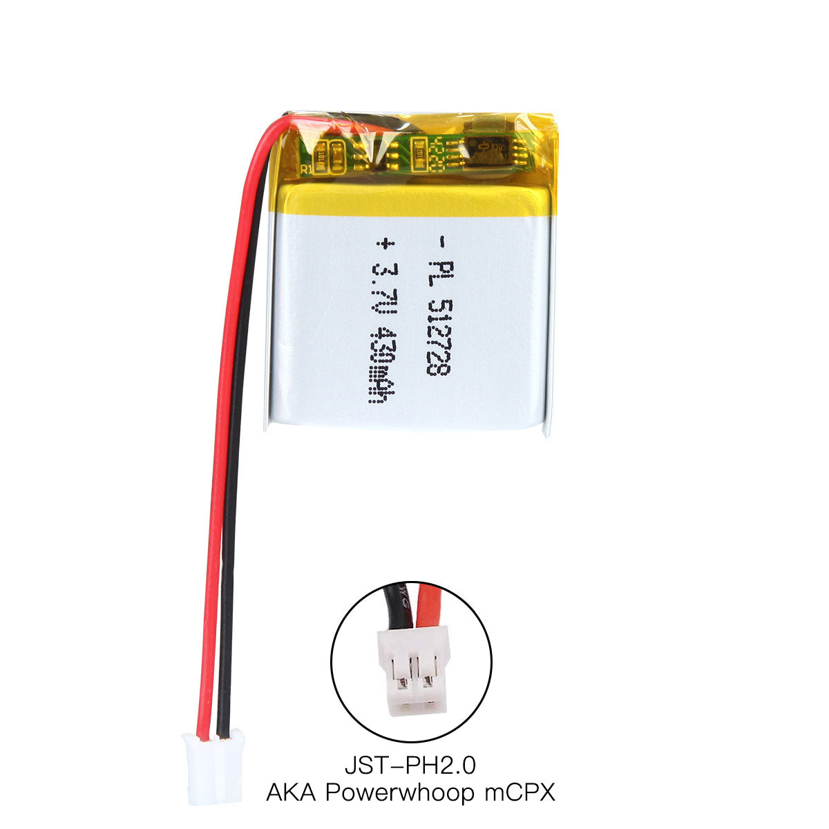 YDL 3.7V 430mAh 512728 Rechargeable Lipo Battery with JST Connector - YDL Battery