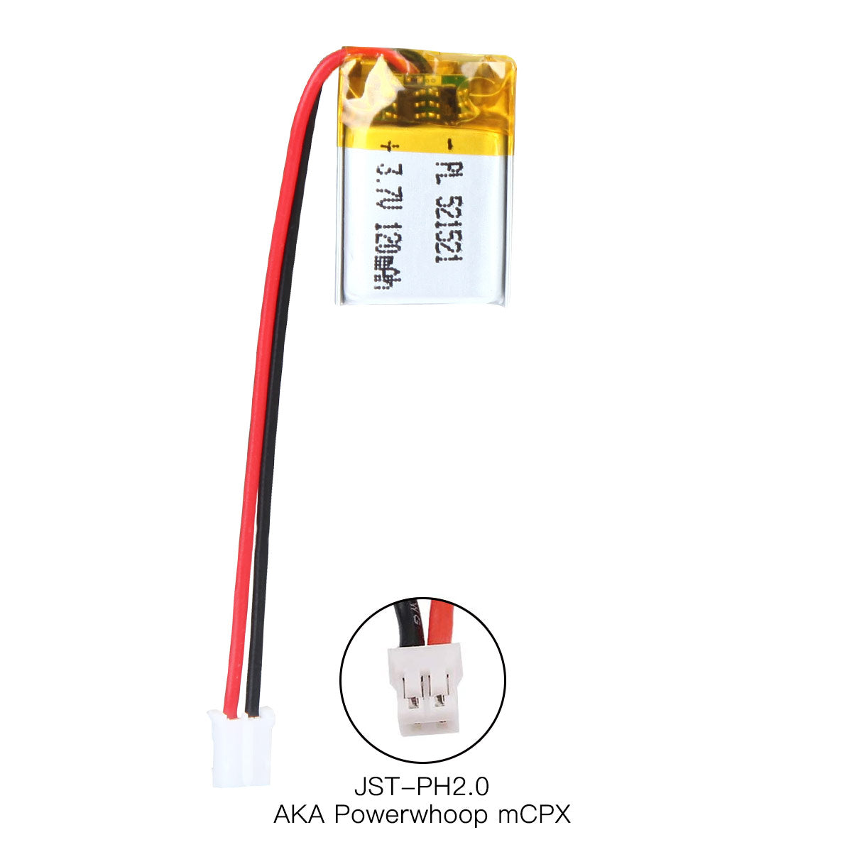 Batteria ricaricabile ai polimeri di litio YDL 3,7 V 120 mAh 521521 Lunghezza 23 mm