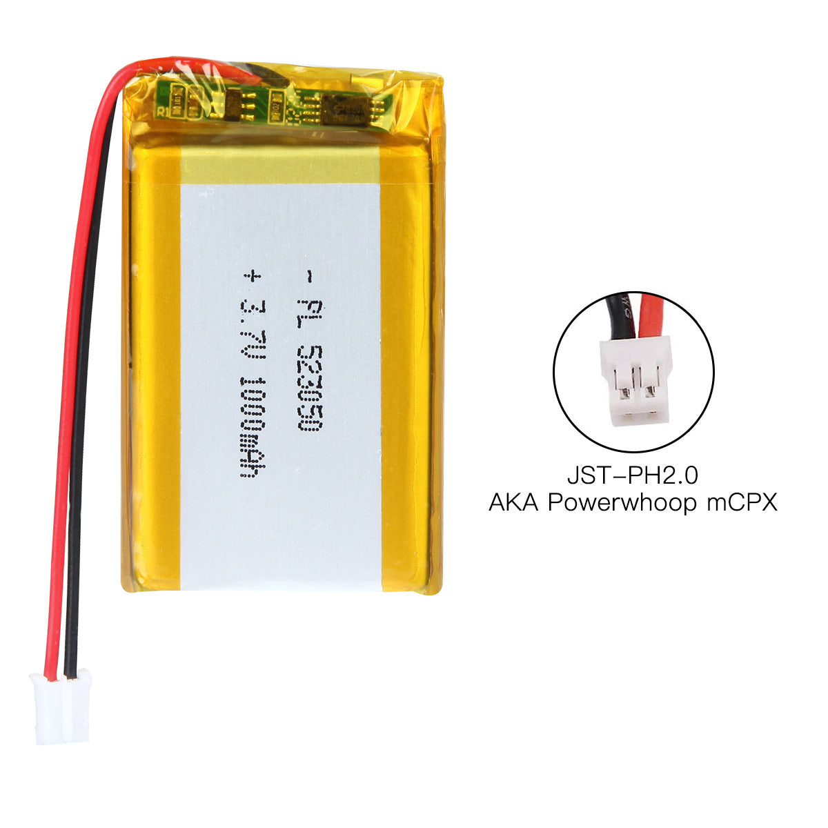 YDL 3.7V 1000mAh 523050 충전식 리튬 폴리머 배터리 길이 52mm
