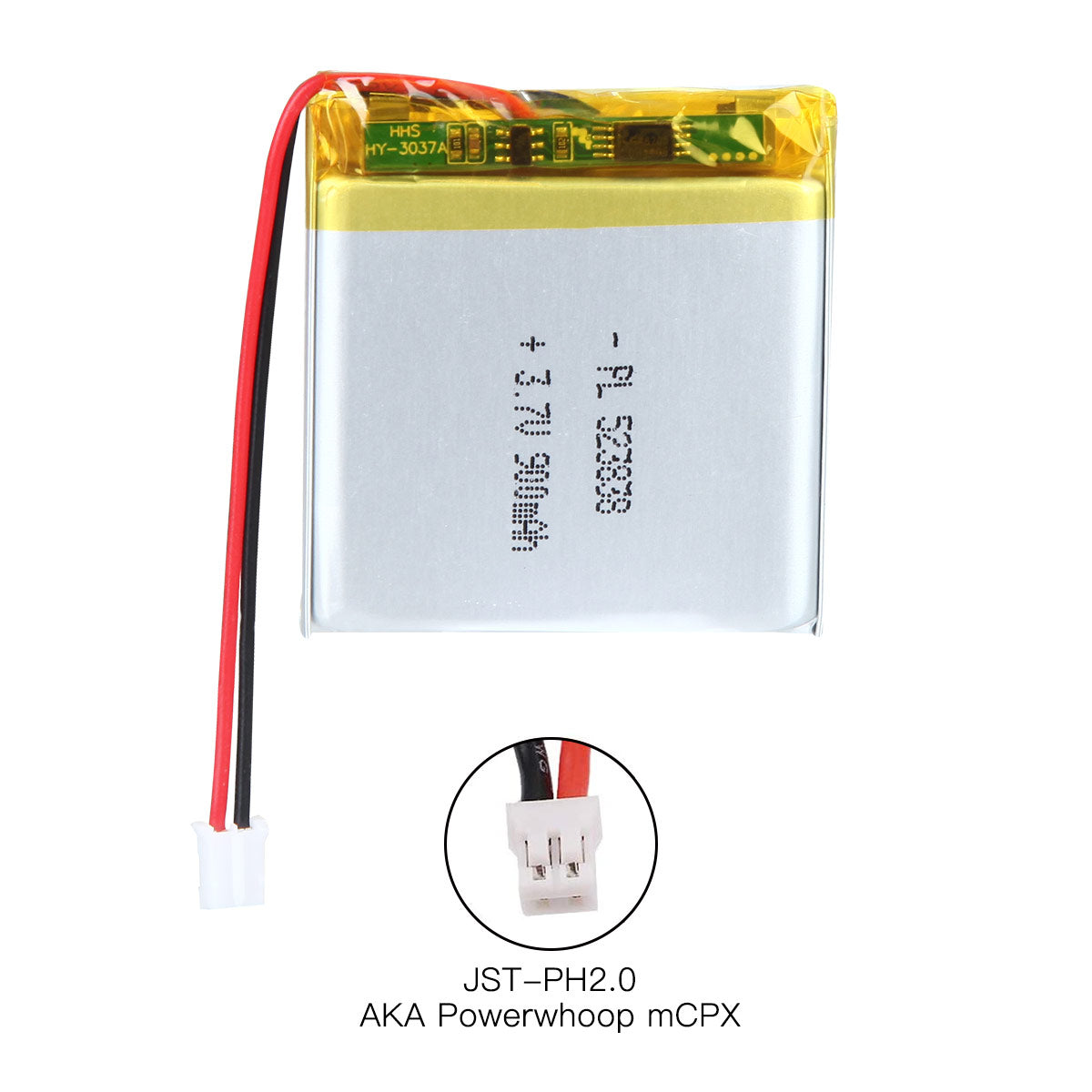 YDL 3.7V 900mAh 523838 充電式リチウムポリマー電池 長さ 40mm