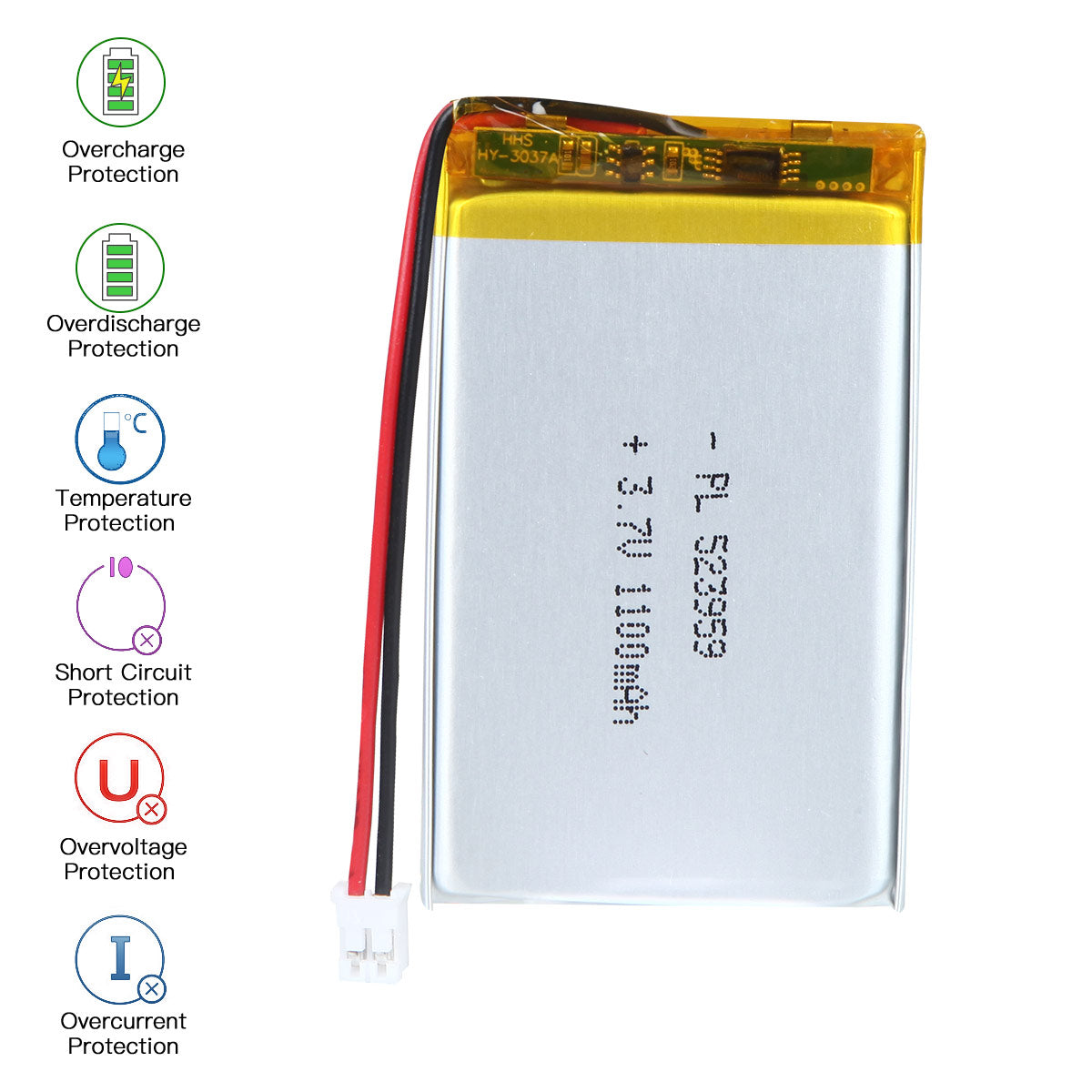 YDL 3.7V 1100mAh 523959 充電式リチウムポリマー電池 長さ 61mm