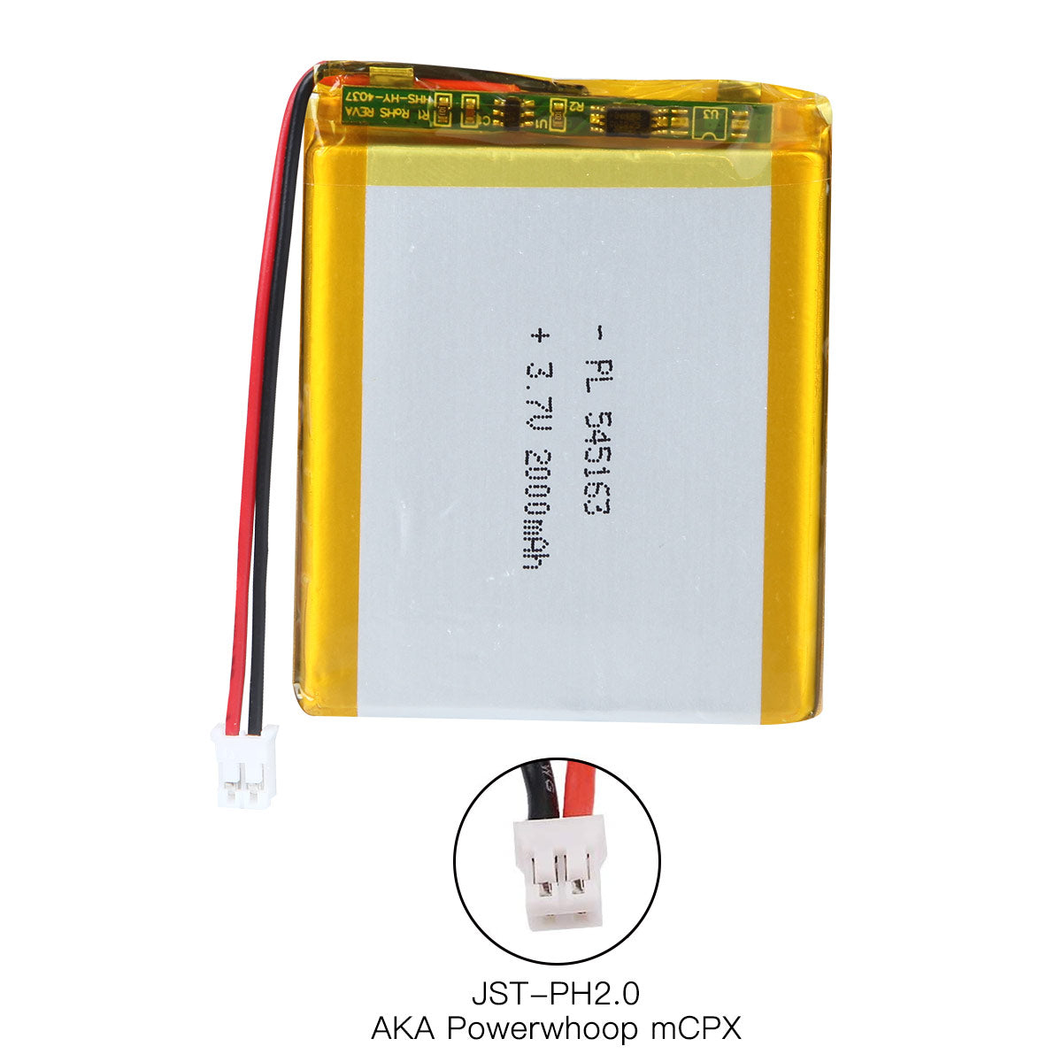 YDL 3.7V 2000mAh 545163 充電式リチウムポリマー電池 長さ 65mm