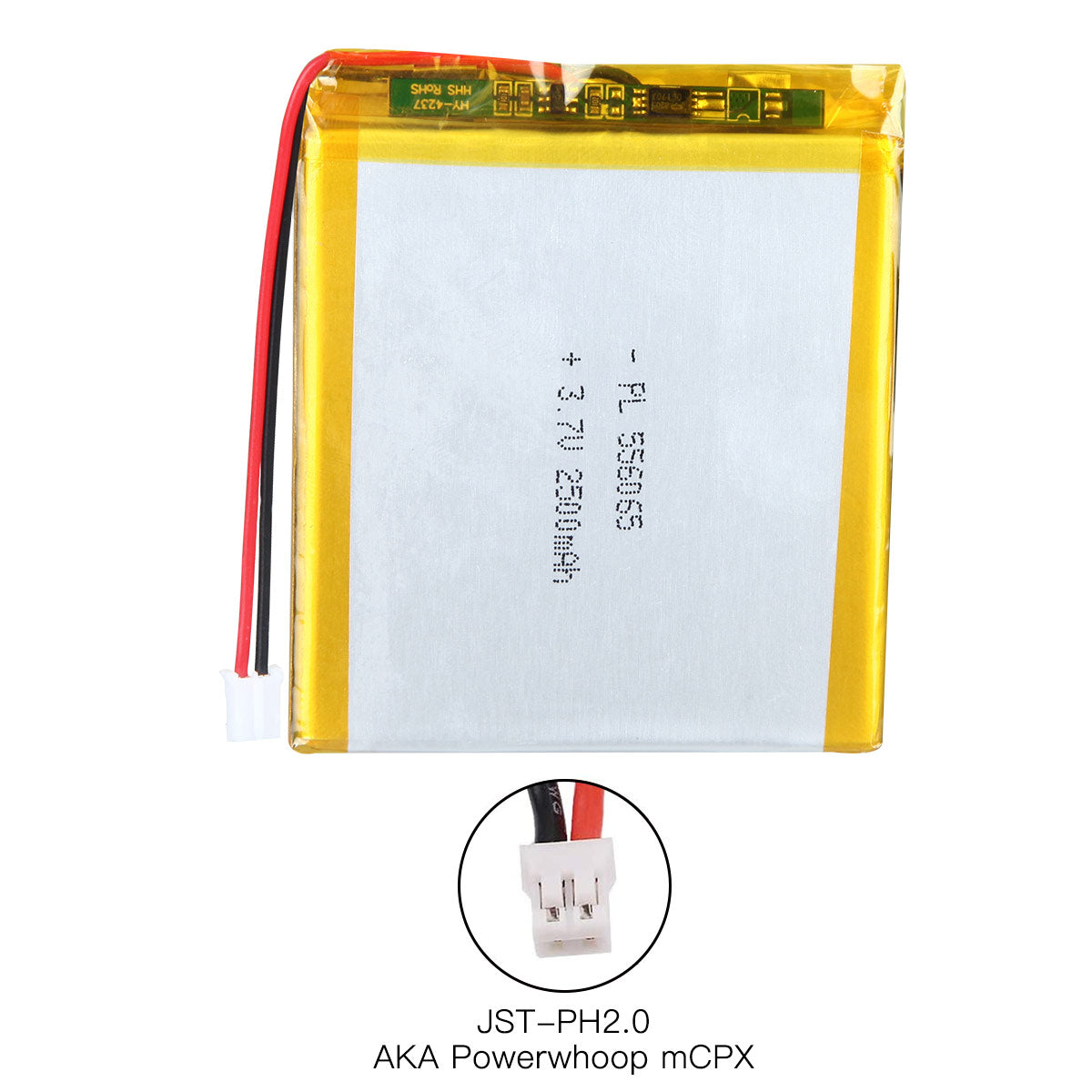 YDL 3.7V 2500mAh 556065 Rechargeable Lipo Battery with JST Connector - YDL Battery