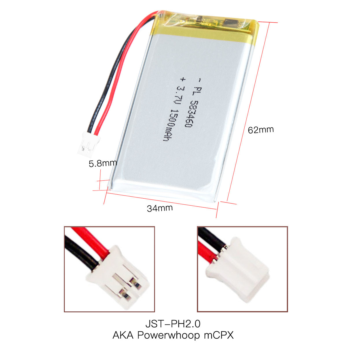 YDL 3.7V 1500mAh 583460 充電式リチウムポリマー電池