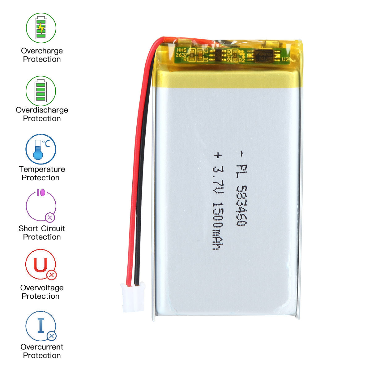 YDL 3.7V 1500mAh 583460 充電式リチウムポリマー電池