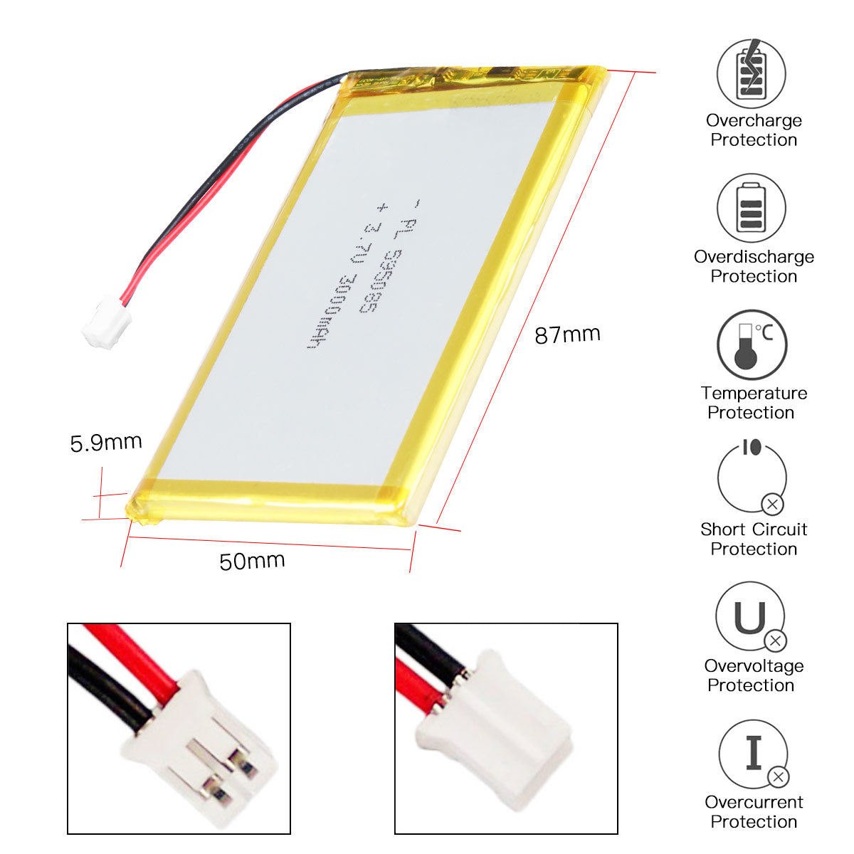 Batería recargable de polímero de litio YDL 3.7V 3000mAh 595085