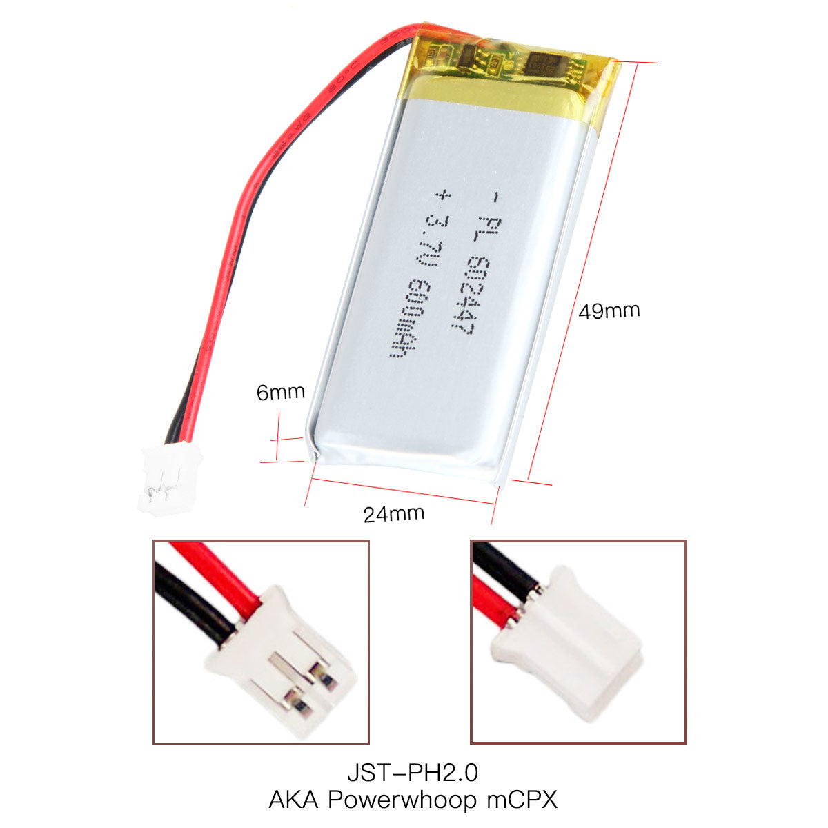 YDL 3.7V 600mAh 602447 充電式リチウムポリマー電池