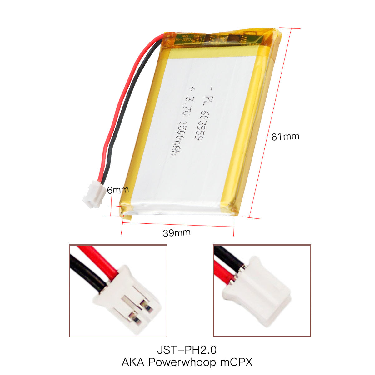 3.7V 1500mAh 603959 充電式リチウム ポリマー電池長さ 61mm