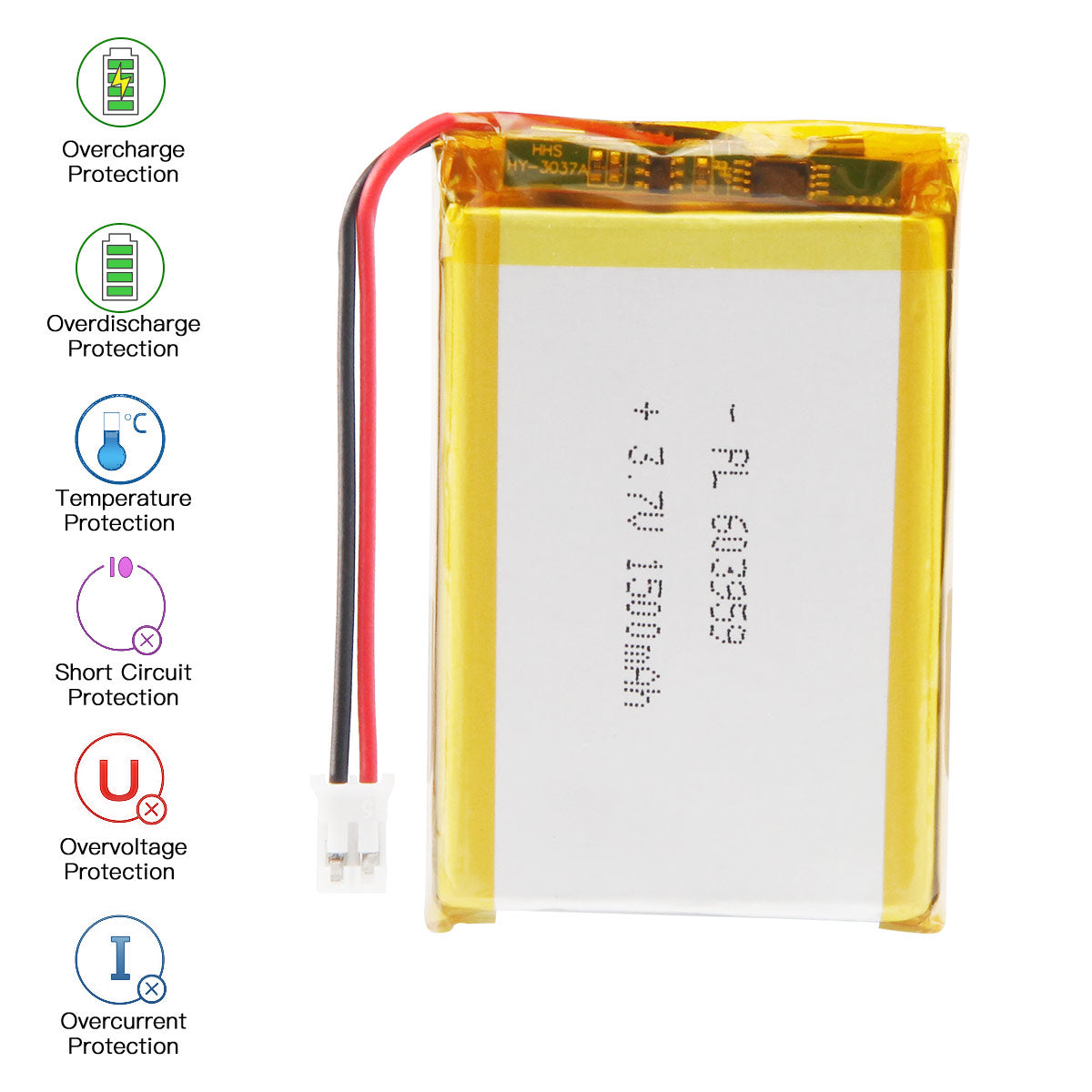 3.7V 1500mAh 603959 充電式リチウム ポリマー電池長さ 61mm