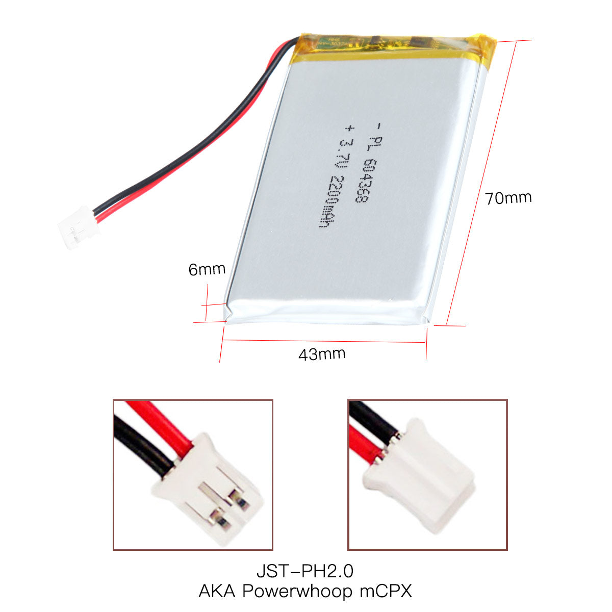 YDL 3.7V 2200mAh 604368 充電式リチウムポリマー電池