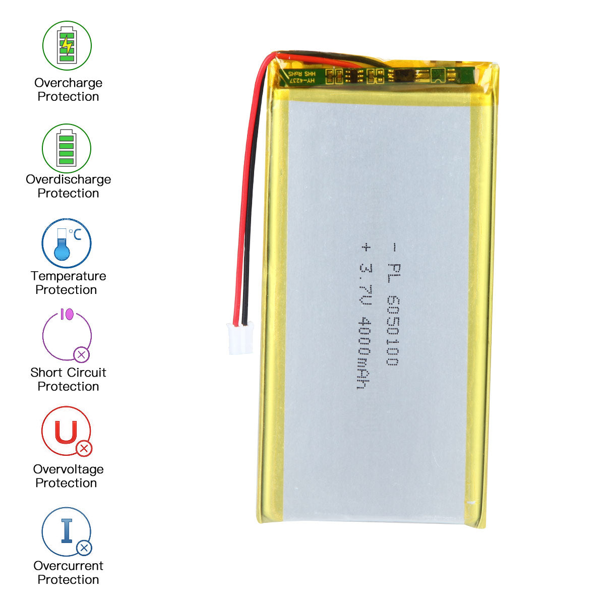 YDL 3.7V 4000mAh 6050100 充電式リチウムポリマー電池