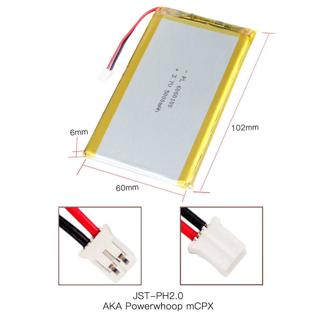YDL 6060100 3.7 v 5000mAh 충전식 리튬 폴리머 배터리 길이 102mm