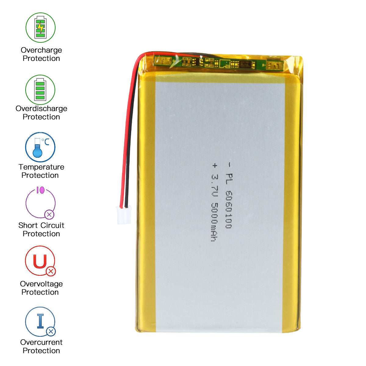 YDL 6060100 3.7 v 5000mAh 충전식 리튬 폴리머 배터리 길이 102mm