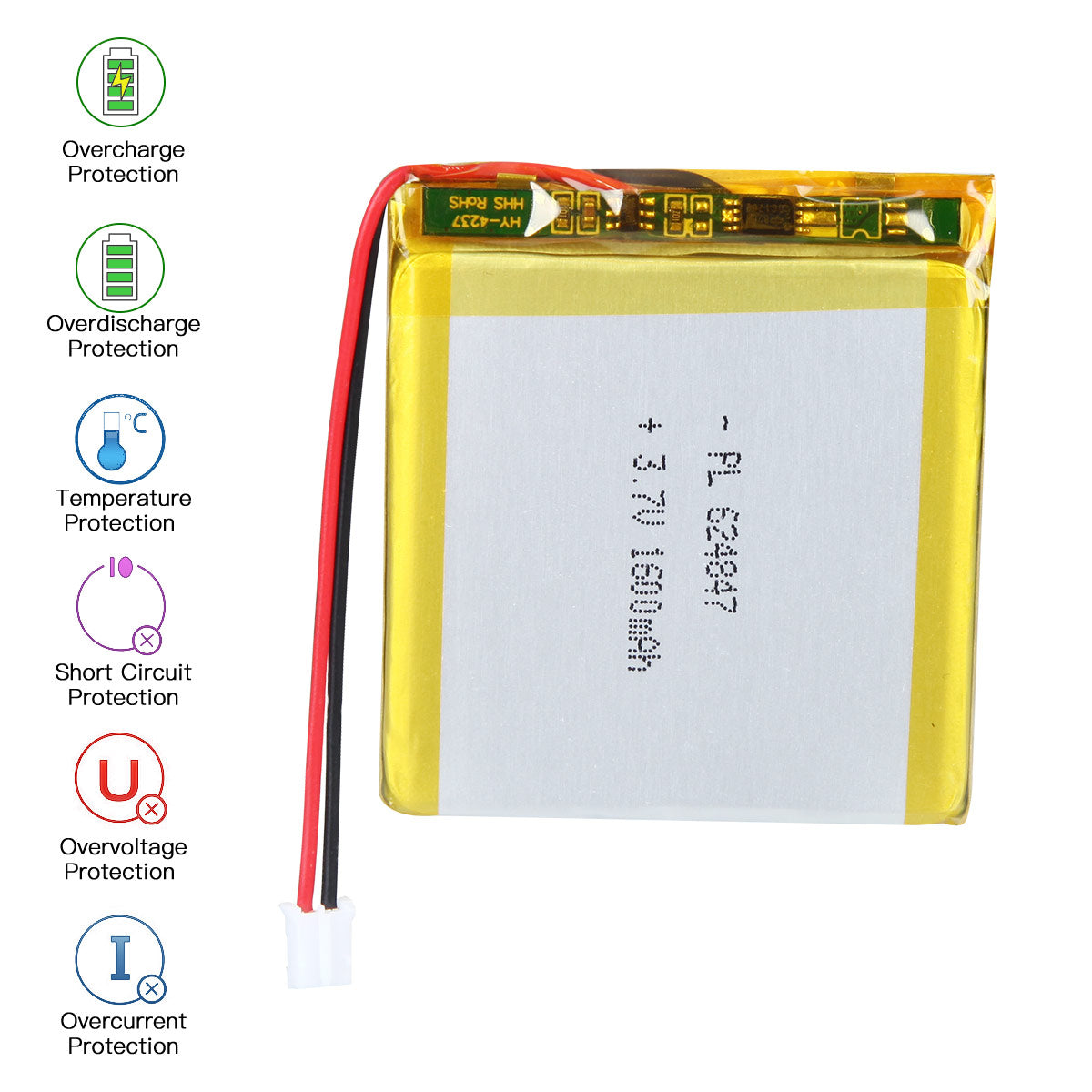 YDL 3.7V 1600mAh 624847 充電式リチウムポリマー電池