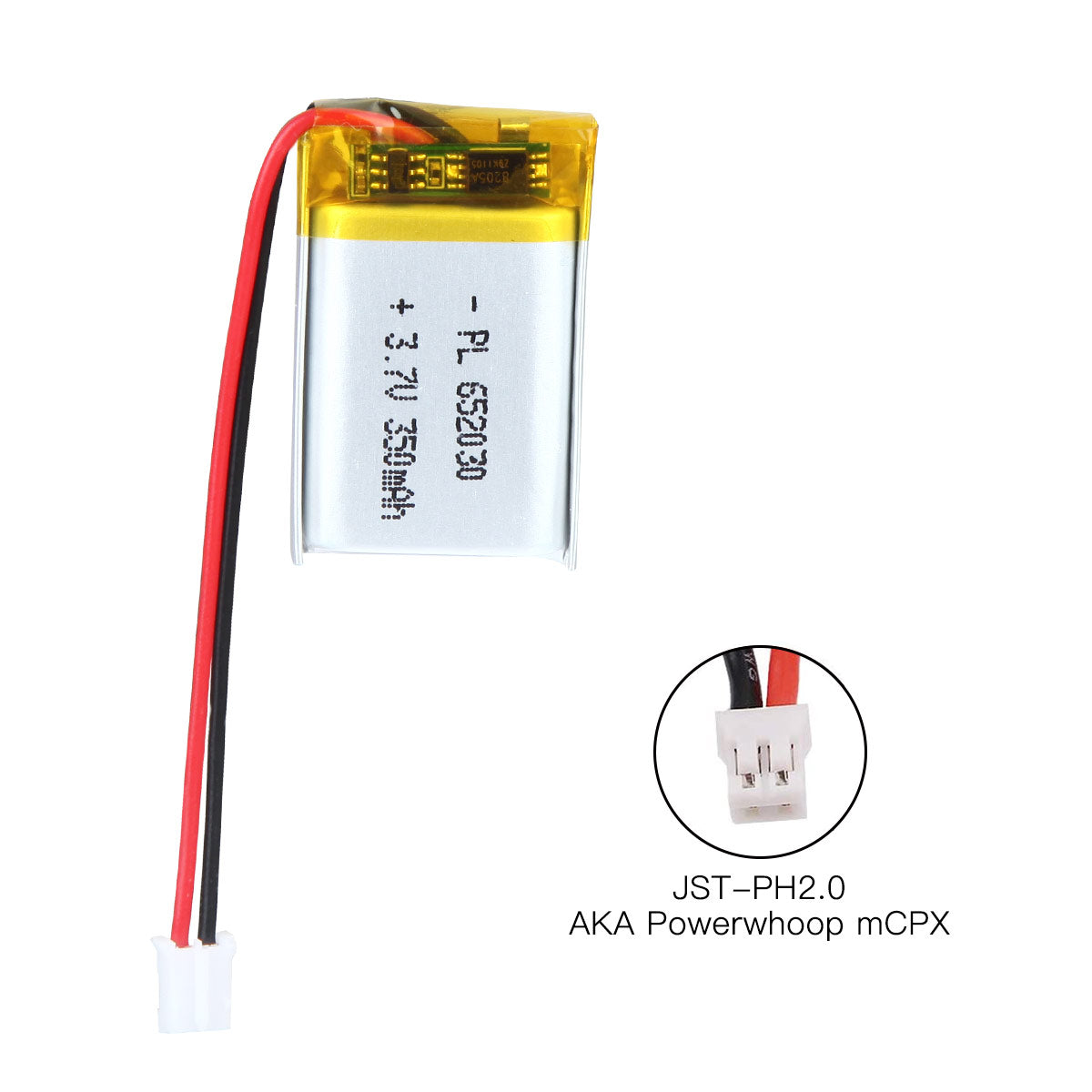 YDL 3.7V 350mAh 652030 充電式リチウムポリマー電池 長さ 32mm