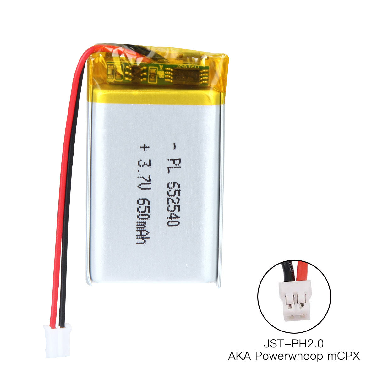 YDL 3.7V 650mAh 652540 充電式リチウムポリマー電池 長さ 42mm