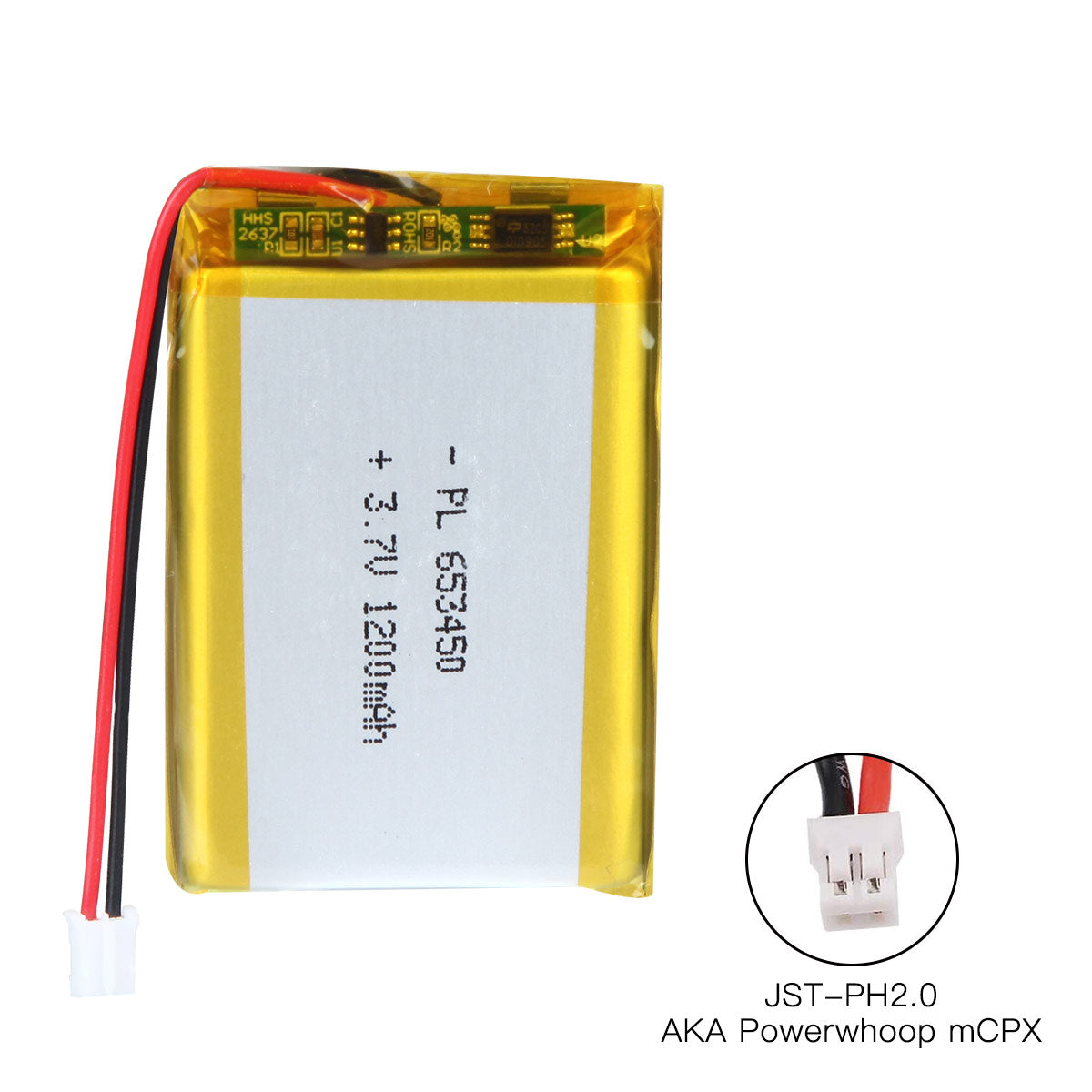 YDL 3.7V 1200mAh 653450 Rechargeable Lithium Polymer Battery Length 52mm