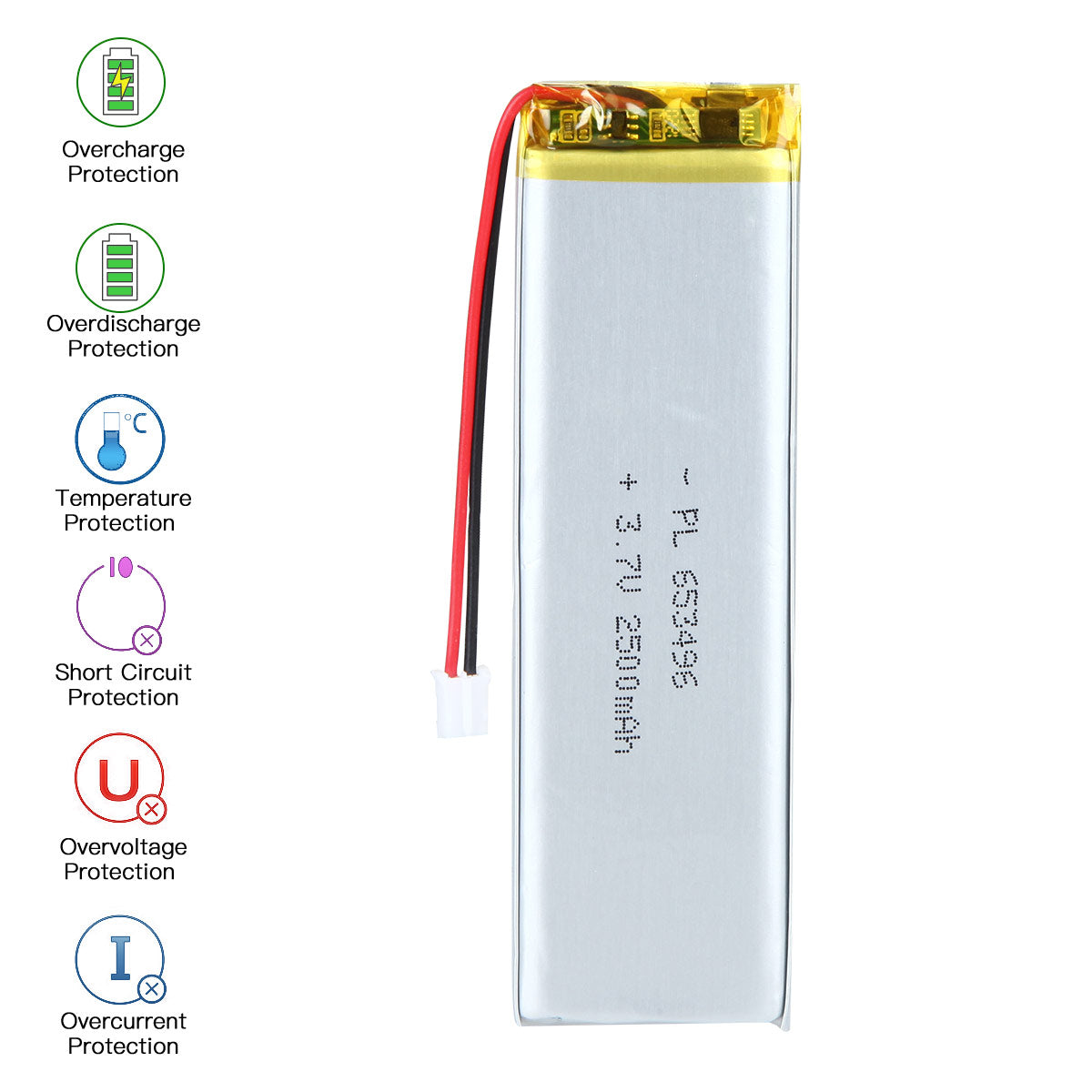 YDL 3.7V 1800mAh 653496 充電式リチウムポリマー電池