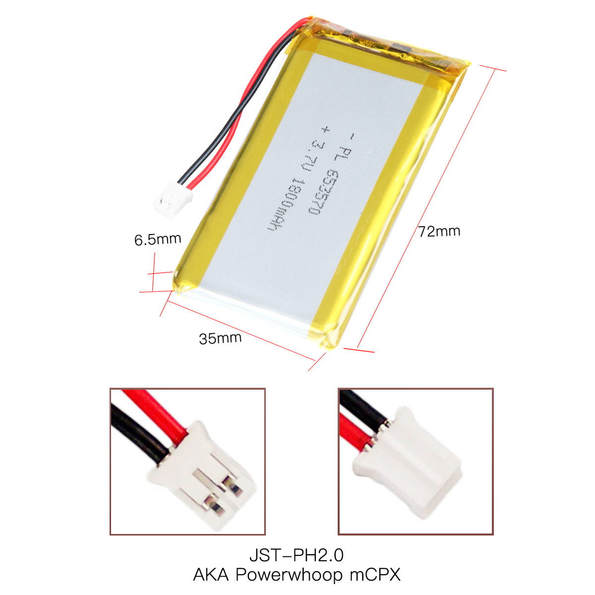 YDL 3.7V 1800mAh 653570 充電式