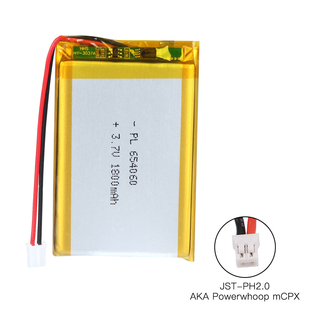 YDL 3.7V 1800mAh 654060 Rechargeable Lipo Battery with JST Connector - YDL Battery