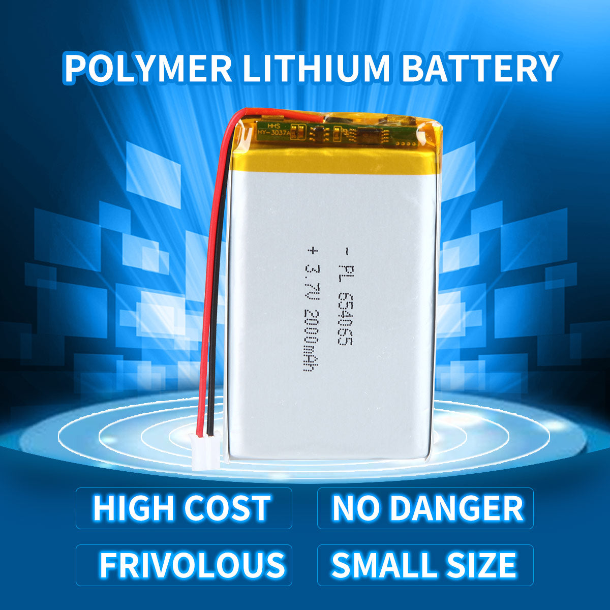 Batteria ricaricabile ai polimeri di litio da 3,7 V 2000 mAh 654065