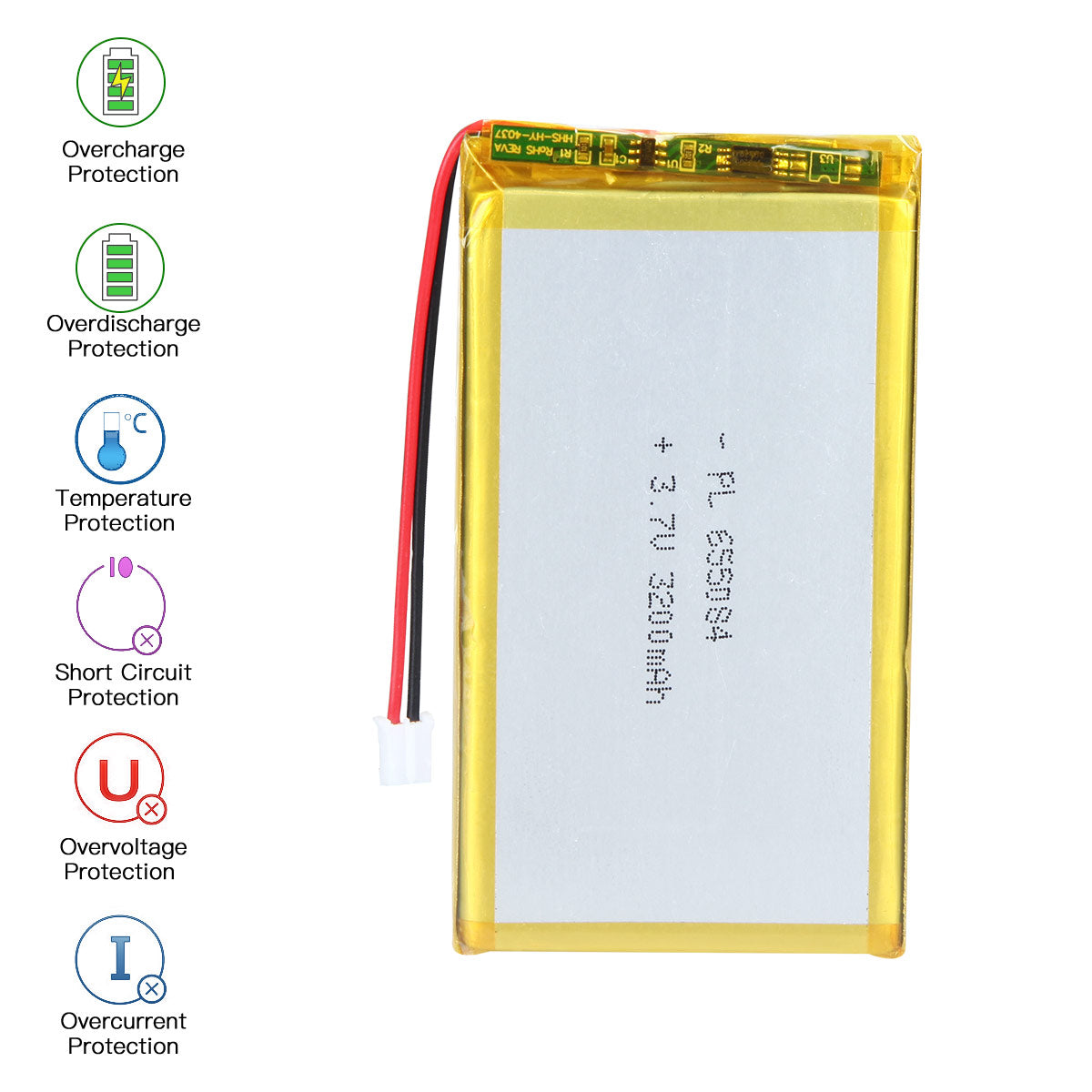 YDL 3.7V 3200mAh 655084 充電式リチウムポリマー電池