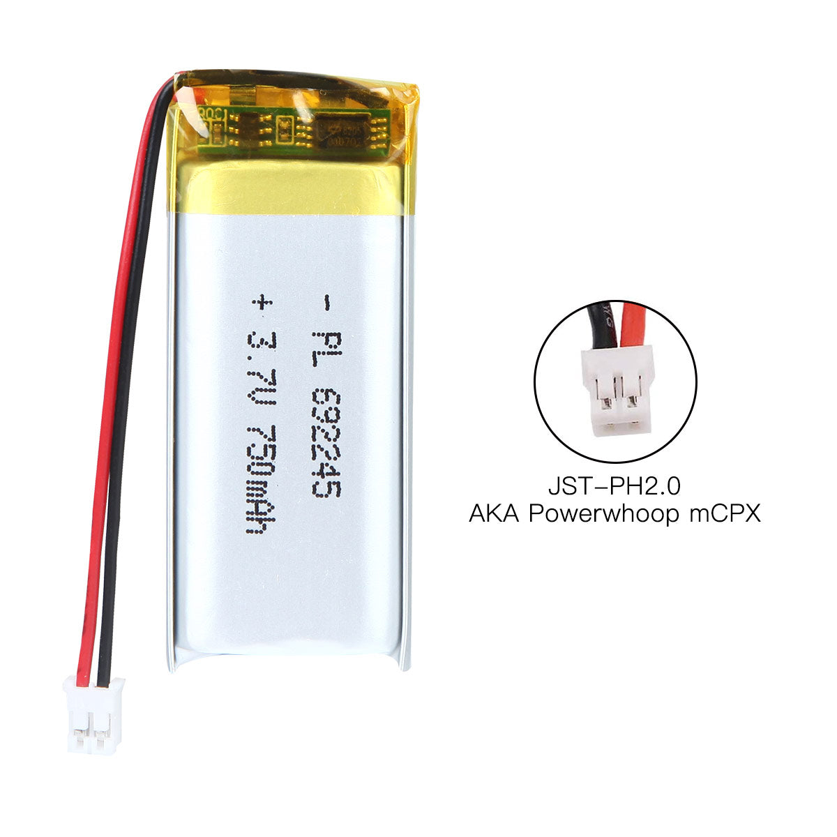 YDL 3.7V 750mAh 692245 Rechargeable Lipo Battery with JST Connector - YDL Battery