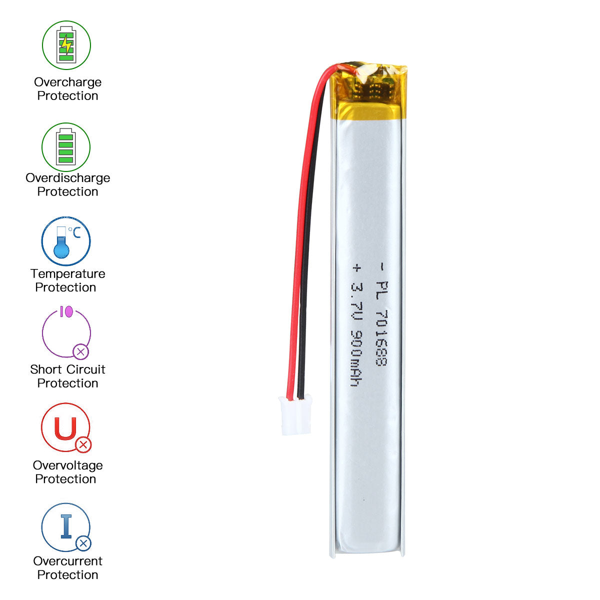 YDL 3.7V 900mAh 701688 充電式リチウムポリマー電池