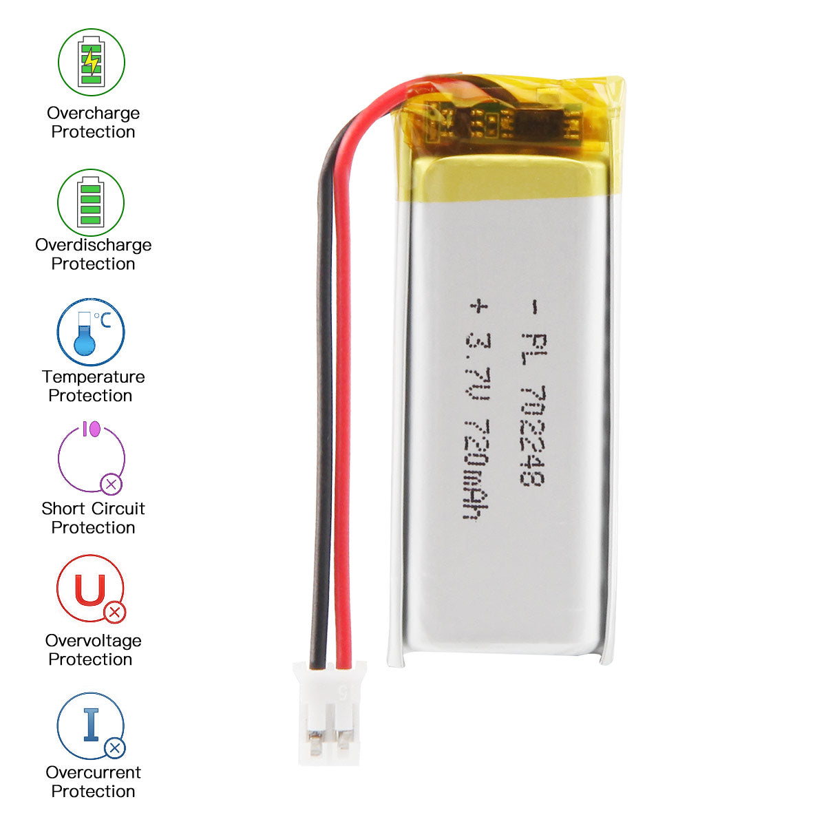 Batería recargable de iones de polímero de litio de YDL 3,7 V 720 mAh 702248 batería de polímero de litio