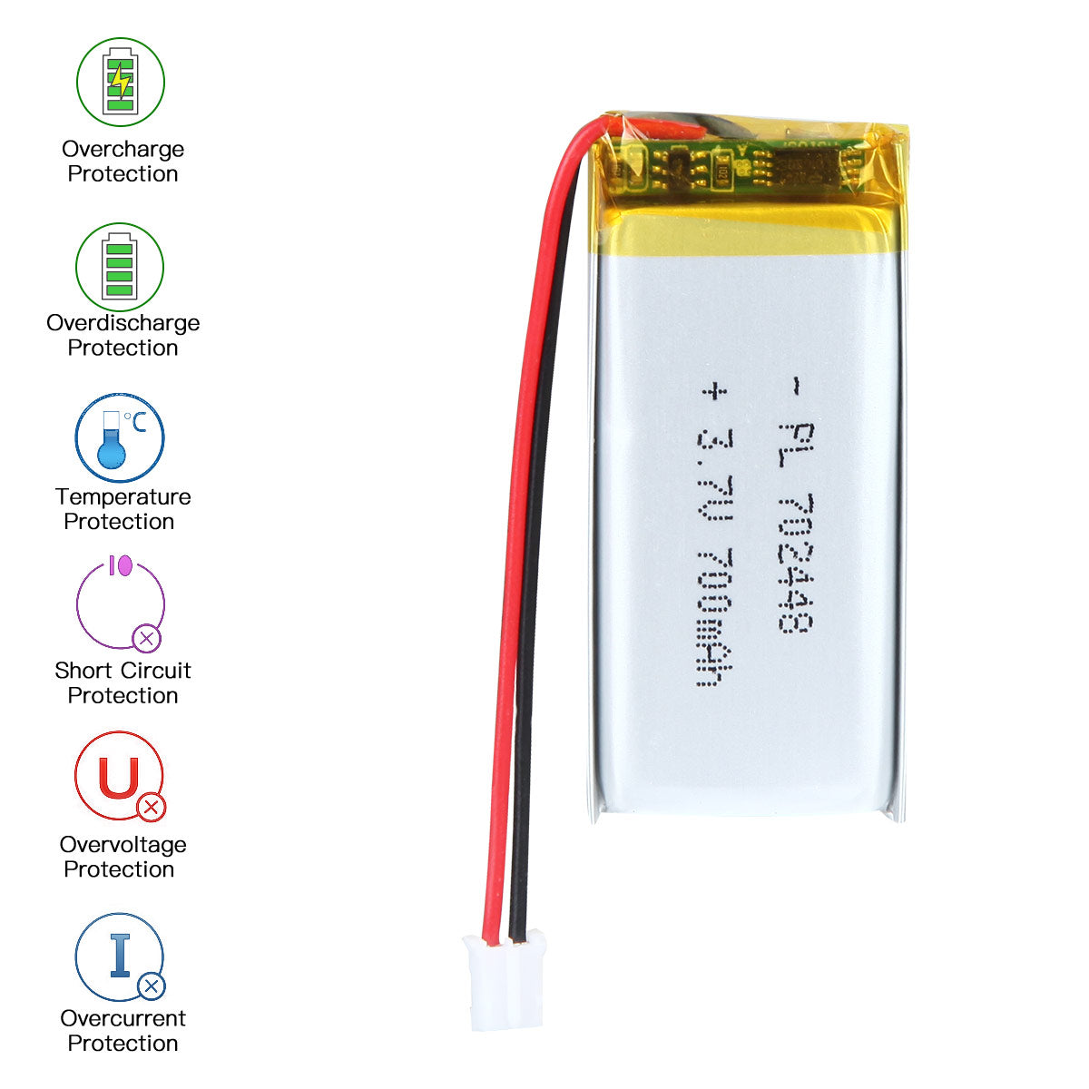 YDL 3.7V 700mAh 702448 充電式リチウムポリマー電池 長さ 50mm