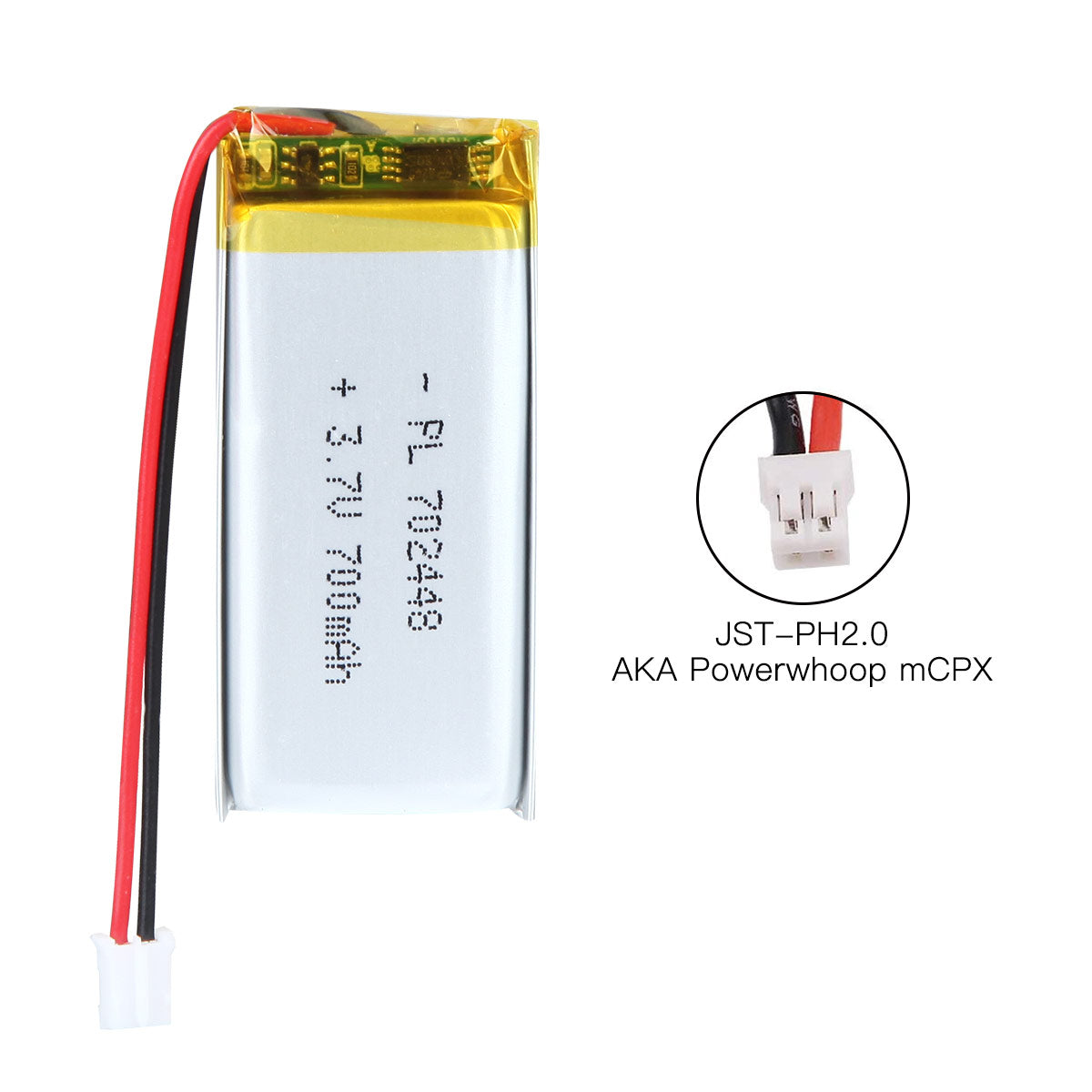 YDL 3.7V 700mAh 702448 充電式リチウムポリマー電池 長さ 50mm