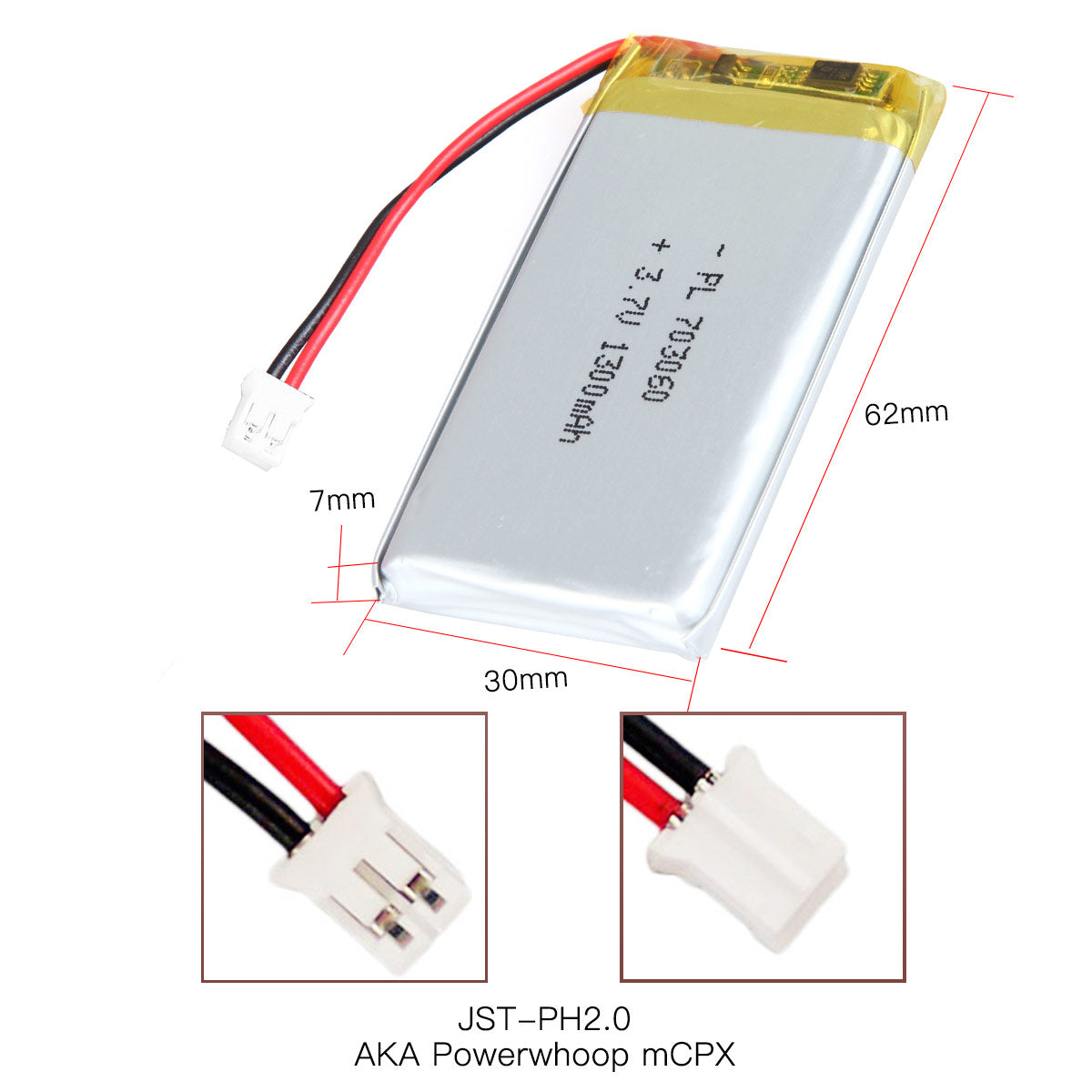 YDL 3.7V 1300mAh 703060 充電式リチウムポリマー電池