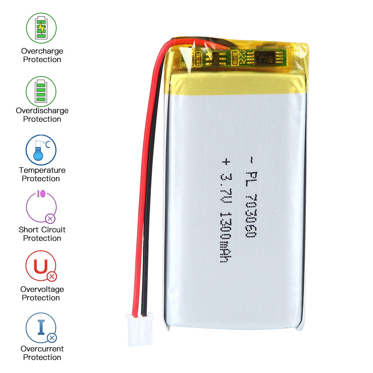YDL 3.7V 1300mAh 703060 充電式リチウムポリマー電池
