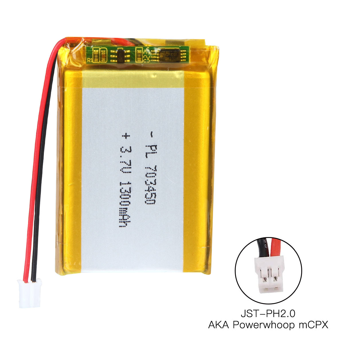 YDL 3.7V 1300mAh 703450 Rechargeable Lipo Battery with JST Connector - YDL Battery