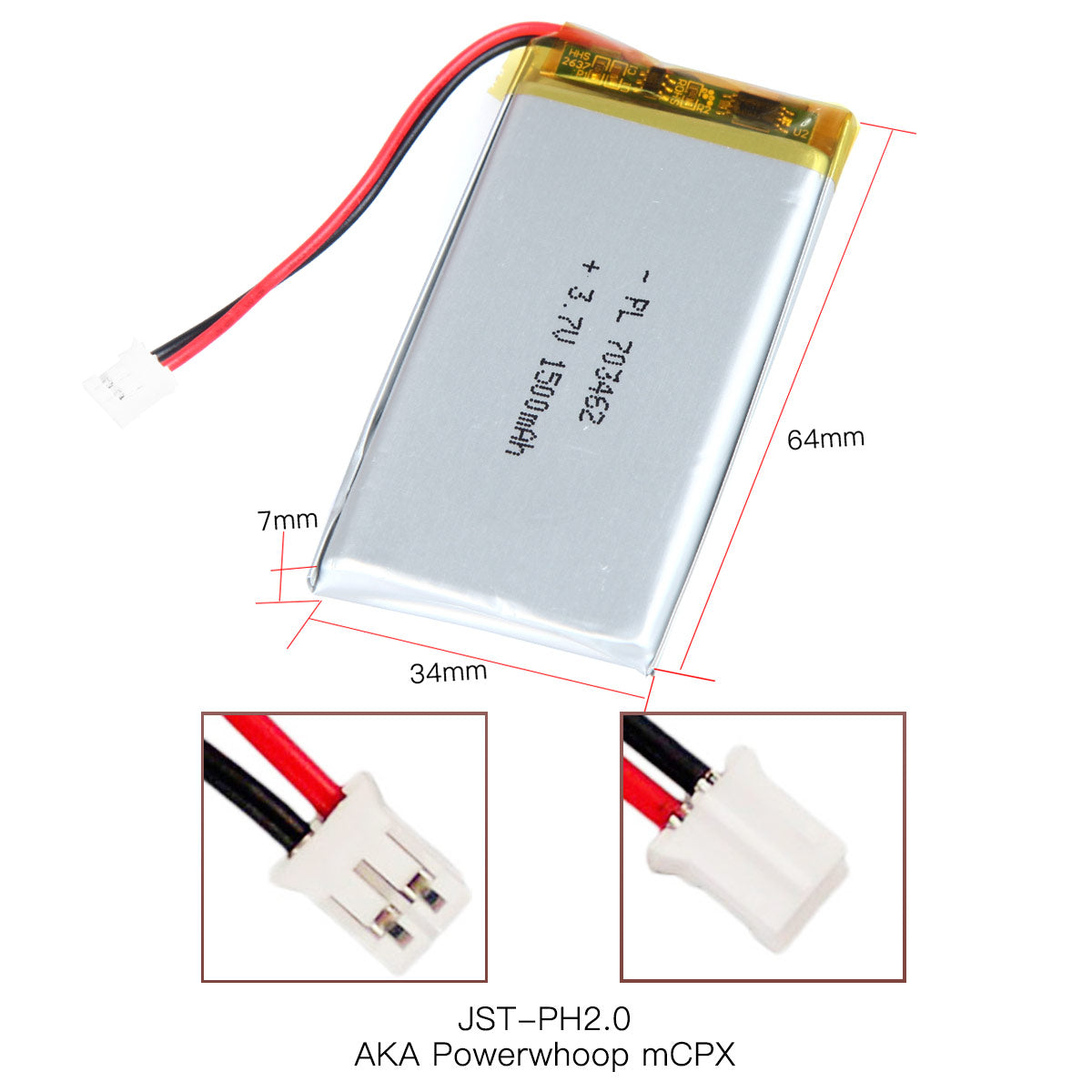 YDL 3.7V 1500mAh 703462 充電式リチウムポリマー電池