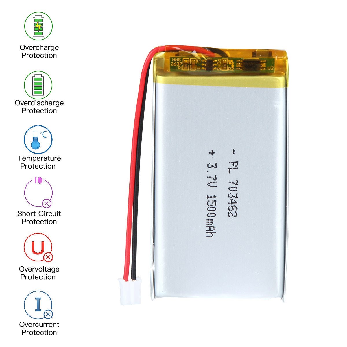 YDL 3.7V 1500mAh 703462 充電式リチウムポリマー電池