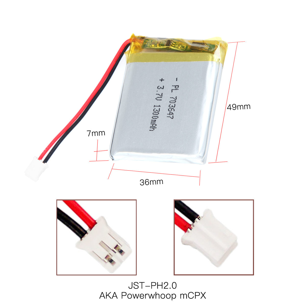 YDL 3.7V 1300mAh 703647 充電式リチウムポリマー電池