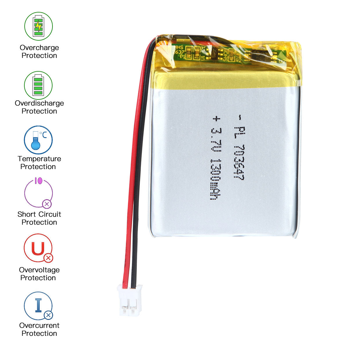 YDL 3.7V 1300mAh 703647 充電式リチウムポリマー電池