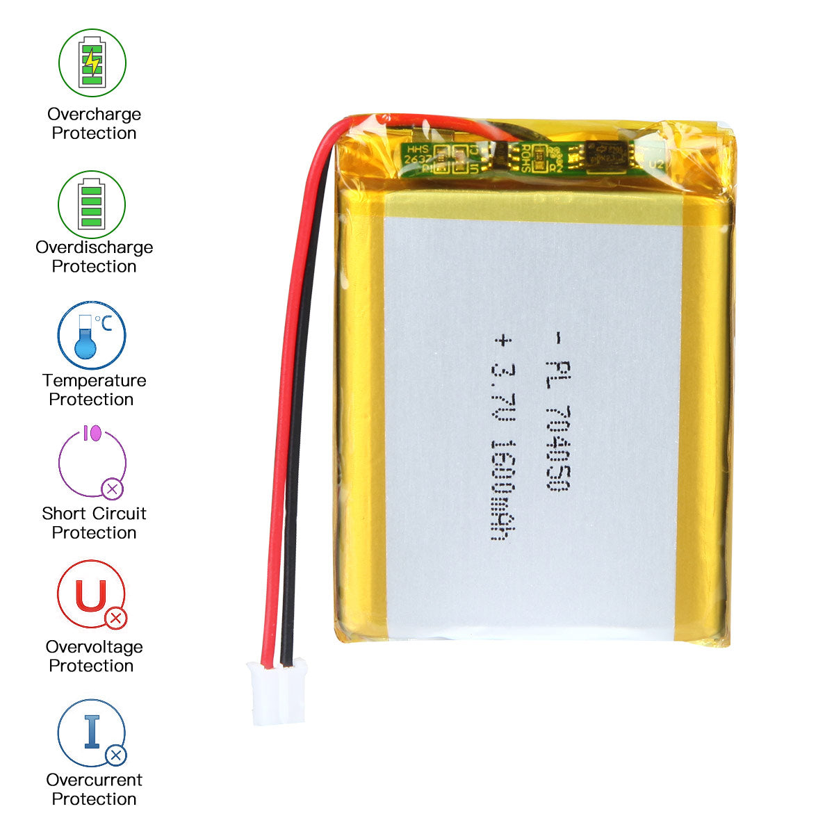 YDL 3.7V 1600mAh 704050 充電式リチウムポリマー電池