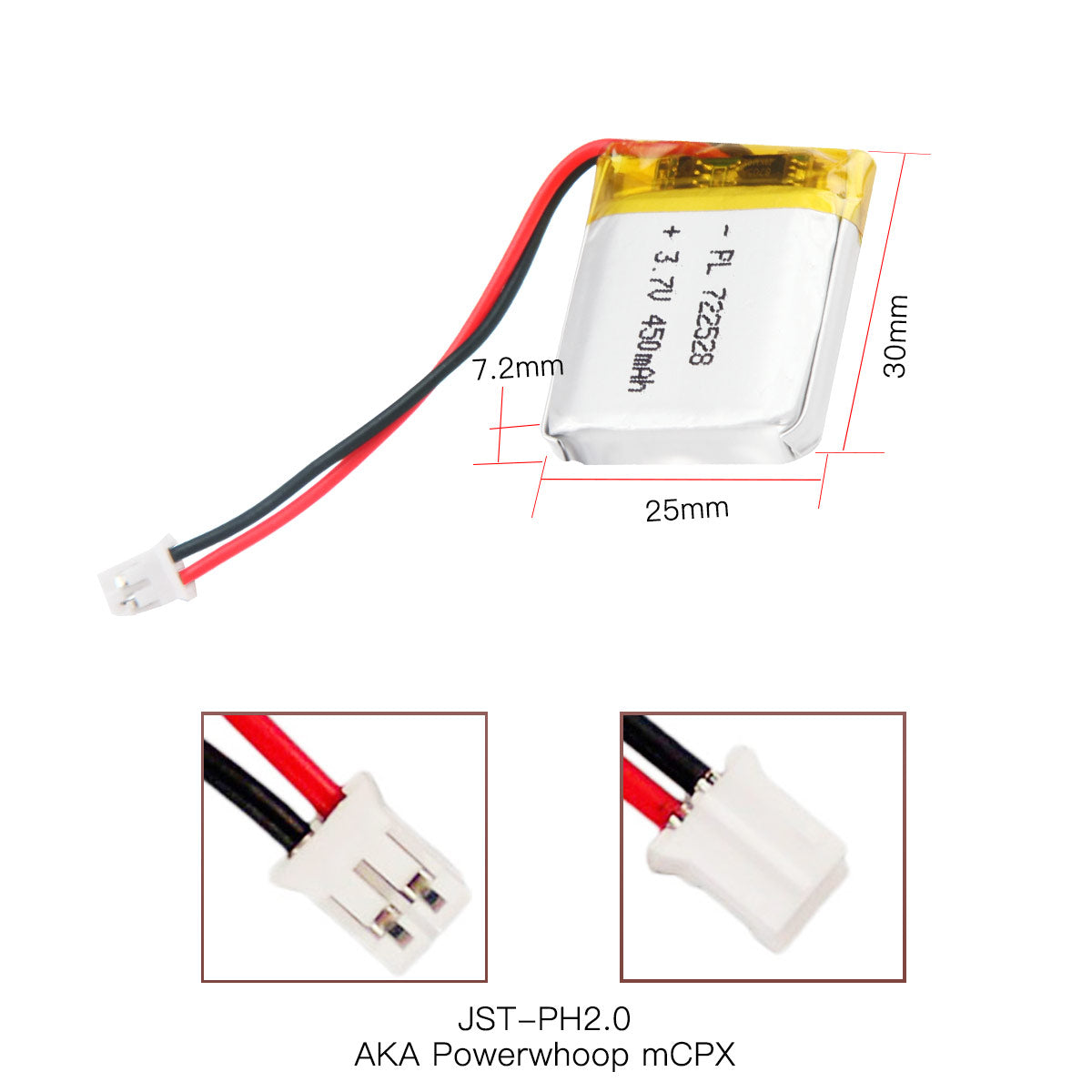 Batería recargable de polímero de litio YDL 3,7 V 450 mAh 722528