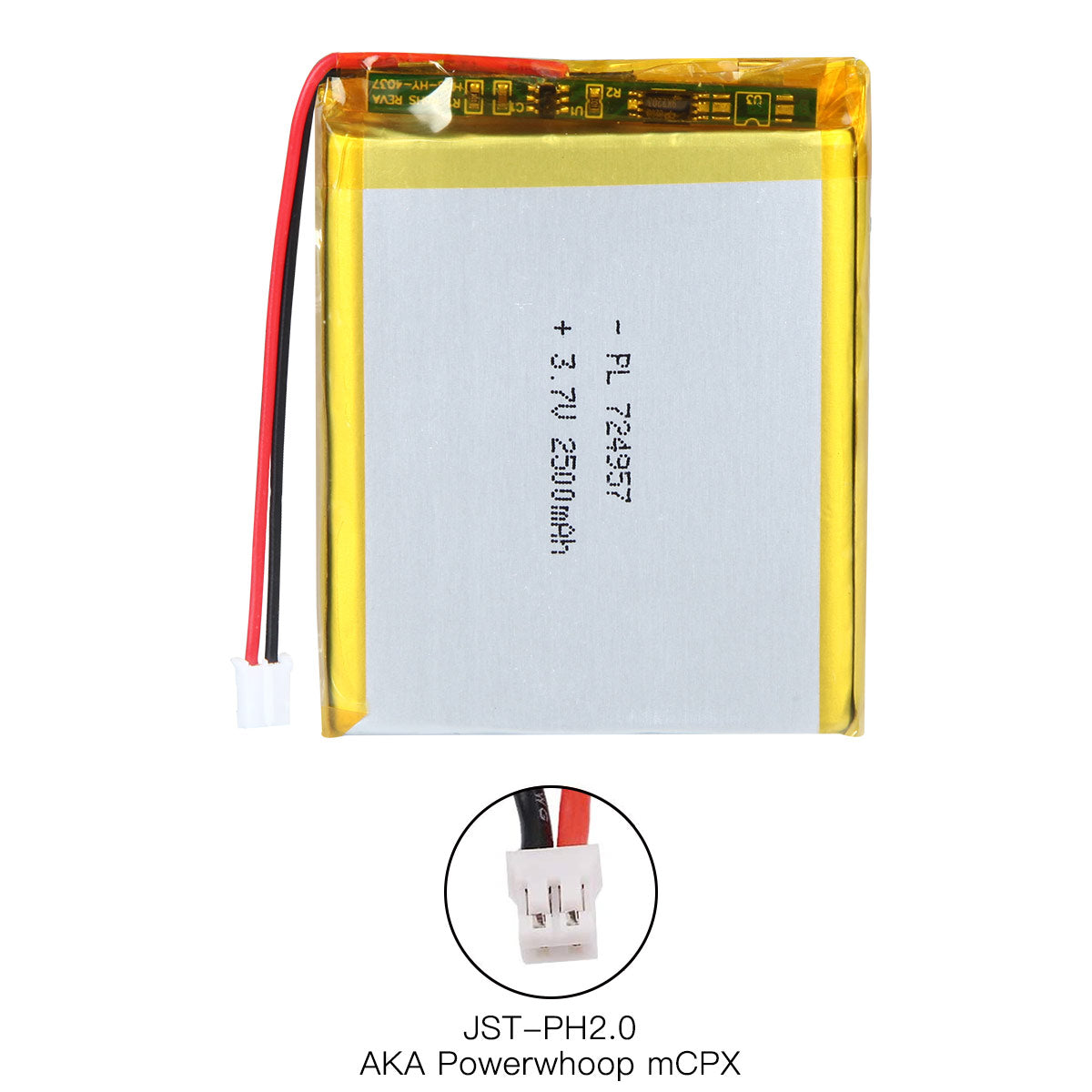 YDL 3.7V 2500mAh 724957 充電式ポリマー リチウムイオン電池 長さ 59mm
