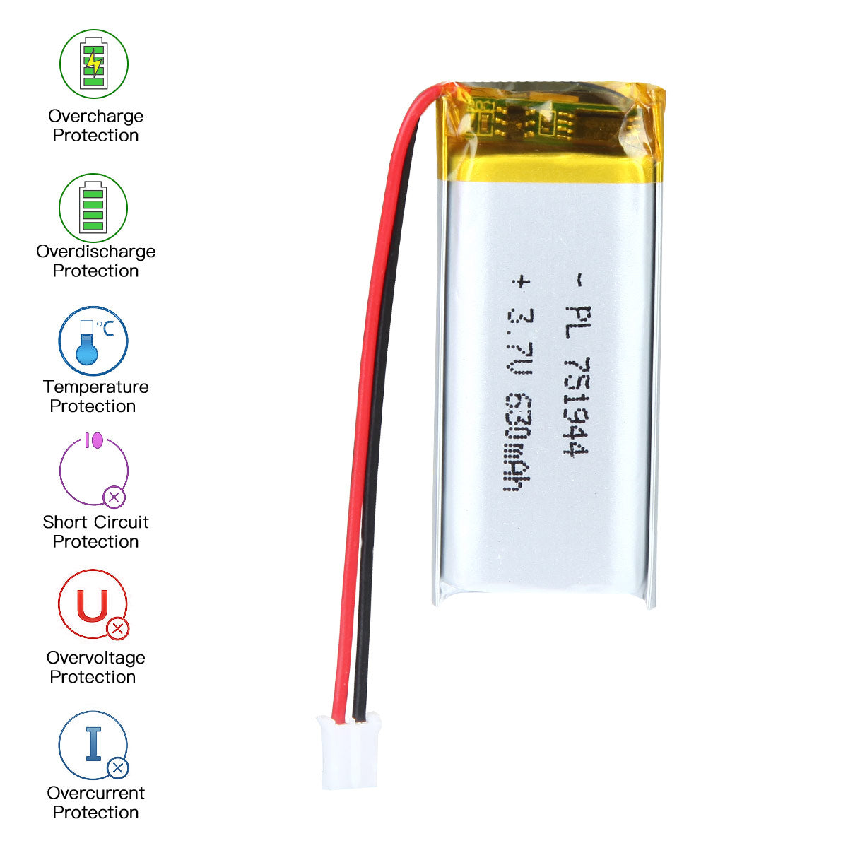 YDL 3.7V 630mAh 751944 充電式リチウムポリマー電池