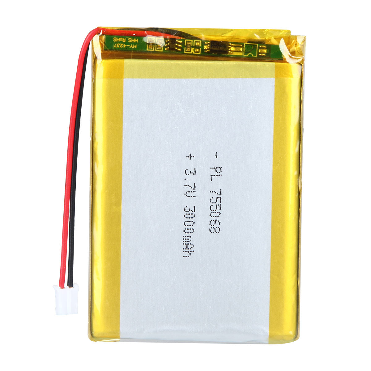 YDL 3.7V 3000mAh 755068 Rechargeable Lipo Battery with JST Connector - YDL Battery