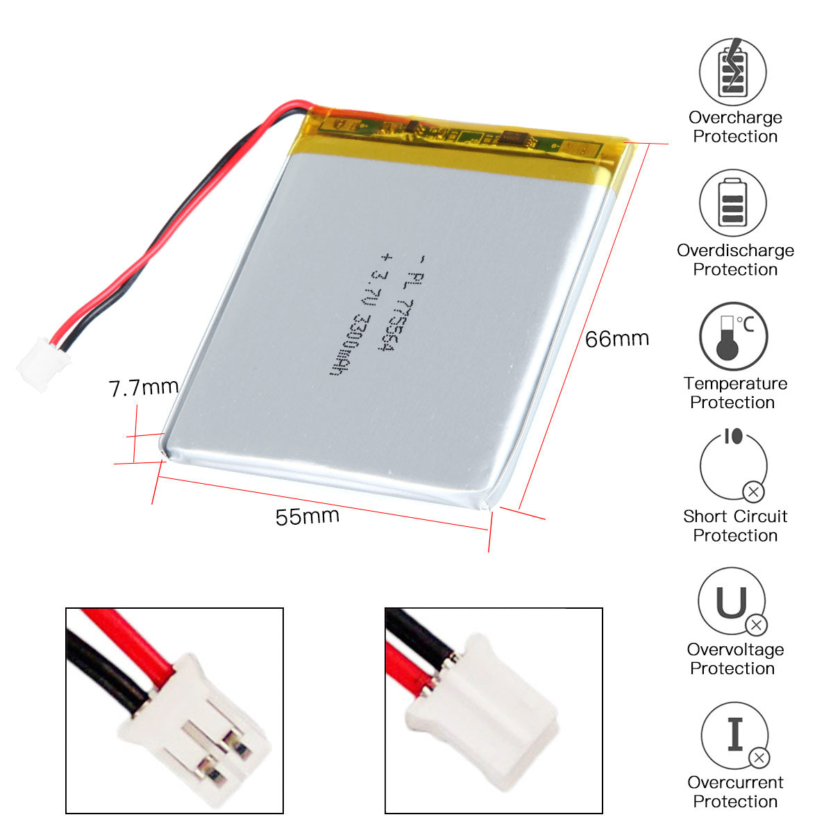 YDL 3.7V 3300mAh 775564 充電式リチウムポリマー電池