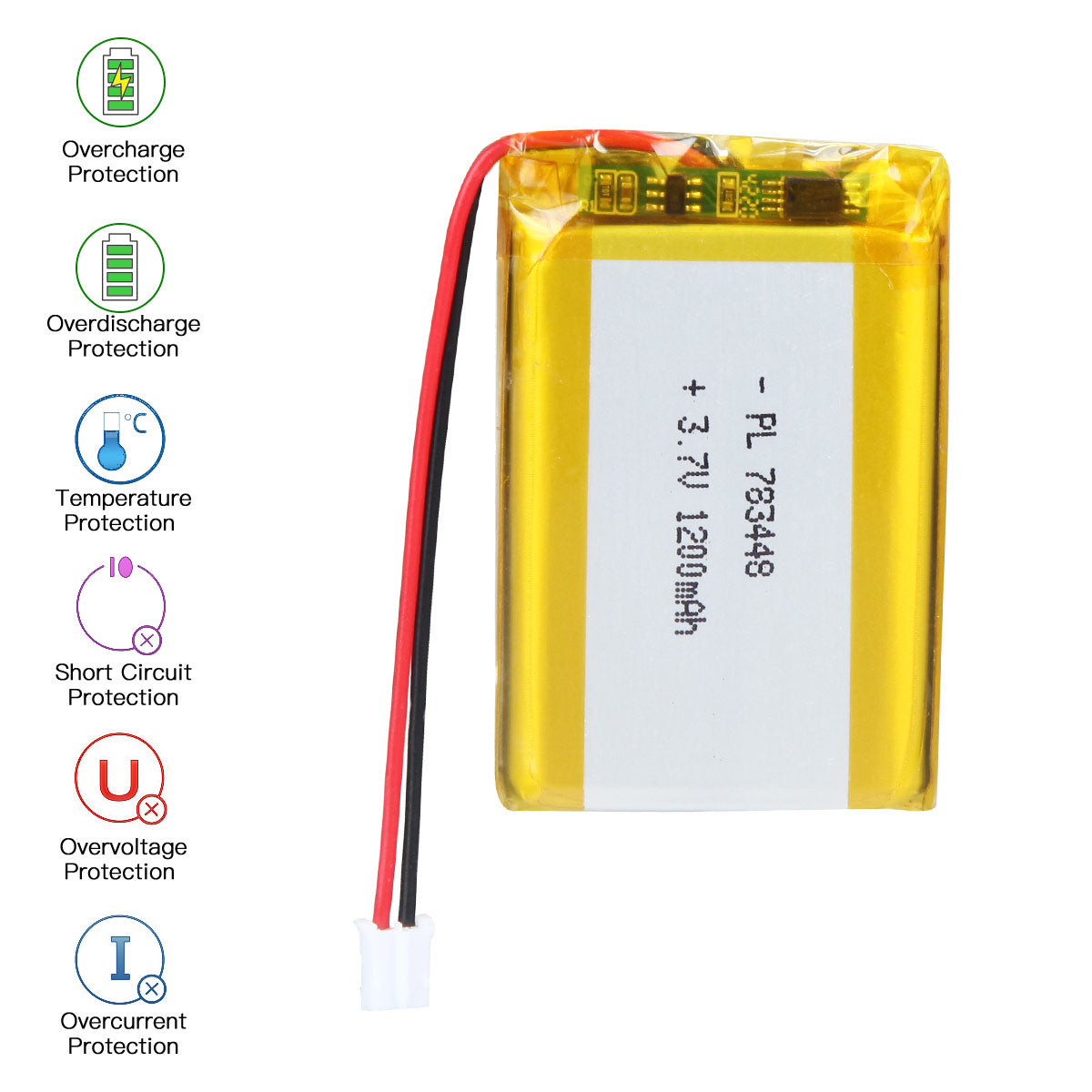 YDL 3.7V 1200mAh 783448 充電式リチウムポリマー電池