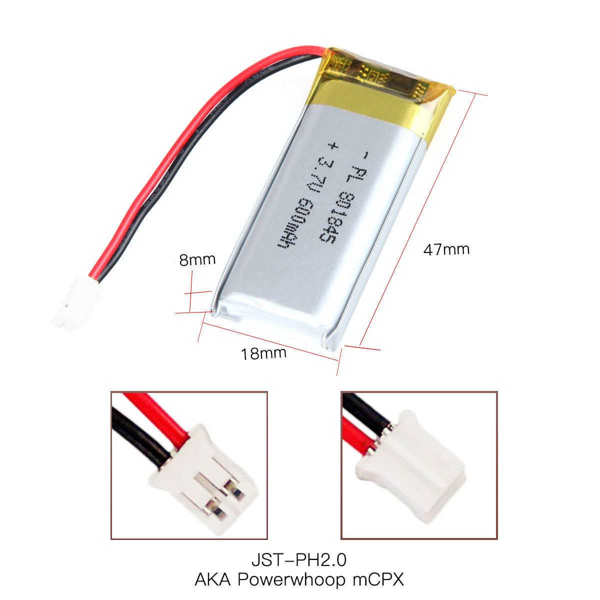 YDL 3.7V 600mAh 801845 充電式リチウムポリマー電池